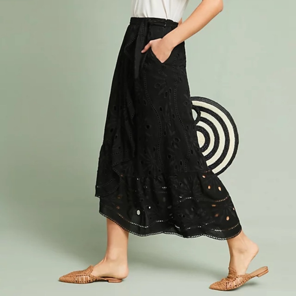 Maeve By Anthropologie Eyelet Wrap Skirt